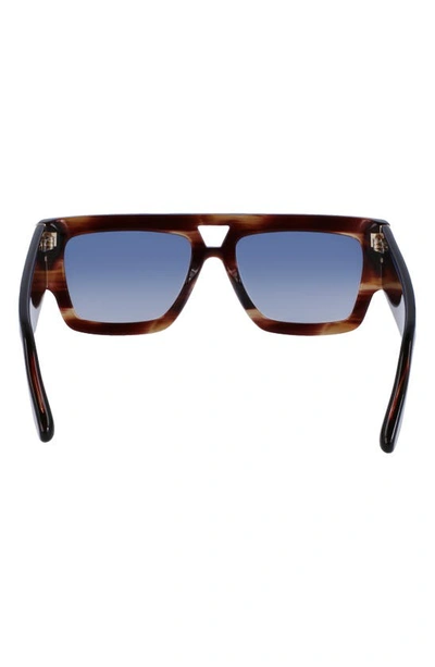 Shop Victoria Beckham 55mm Square Sunglasses In Dark Brown Horn