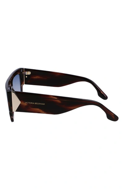 Shop Victoria Beckham 55mm Square Sunglasses In Dark Brown Horn
