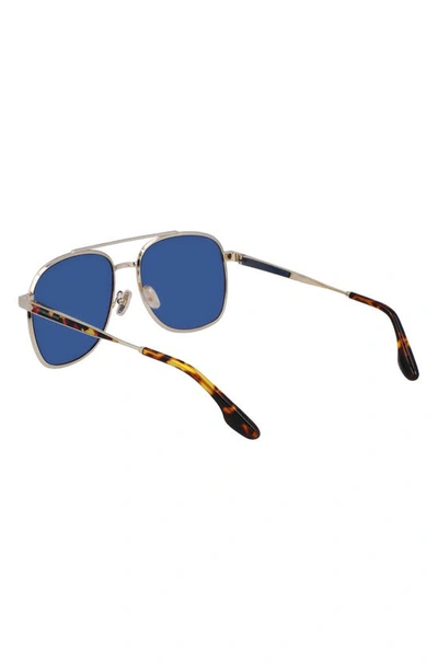 Shop Victoria Beckham 58mm Navigator Sunglasses In Silver/ Blue