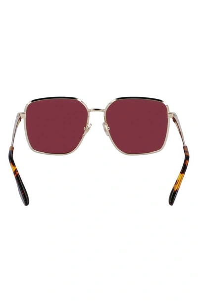 Shop Victoria Beckham 59mm Rectangular Sunglasses In Gold Burgundy