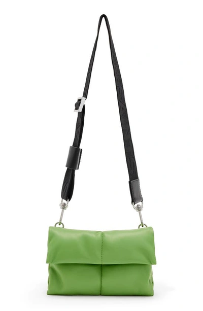 Shop Allsaints Ezra Logo Strap Leather Crossbody Bag In Green