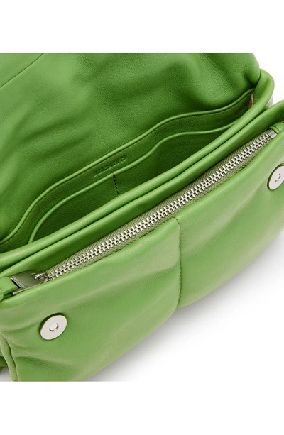 Shop Allsaints Ezra Logo Strap Leather Crossbody Bag In Green