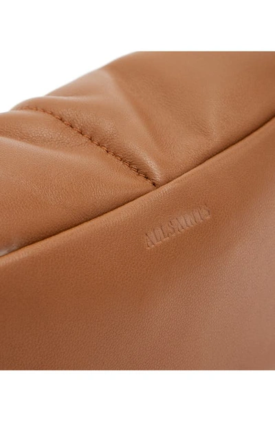 Shop Allsaints Ezra Logo Strap Leather Crossbody Bag In Sepia Brown