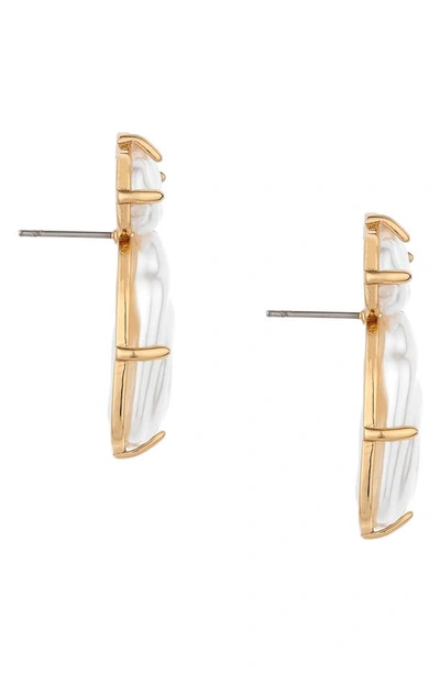 Shop Ettika Double Imitation Pearl Post Earrings In White