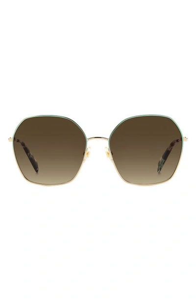 Shop Kate Spade Kenna 57mm Square Sunglasses In Gold Blue/ Brown Gradient