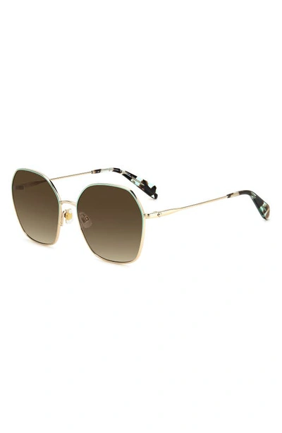 Shop Kate Spade Kenna 57mm Square Sunglasses In Gold Blue/ Brown Gradient