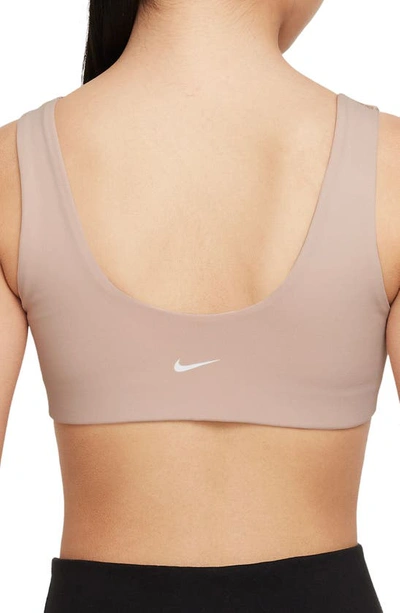 Shop Nike Kids' Dri-fit Alate All U Sports Bra In Particle Beige/ White