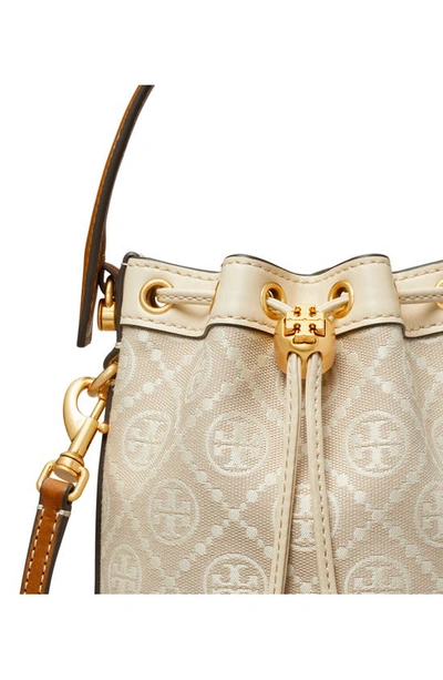 Shop Tory Burch Mini T Monogram Bucket Bag In Ivory