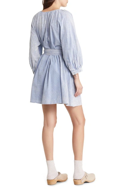 Shop The Great The Coast Walk Long Sleeve Cotton Dress In Hand Dyed Mottled Wash