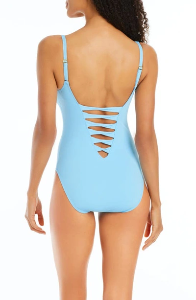 Shop Bleu By Rod Beattie Kore Beaded Lace-up One-piece Swimsuit In French Bleu