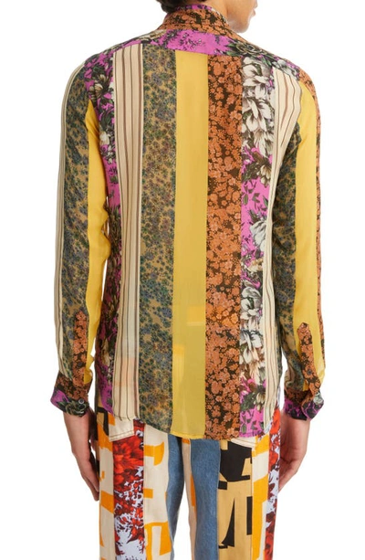 Shop Dries Van Noten Celdon Patch Floral Button-up Shirt In Kaki