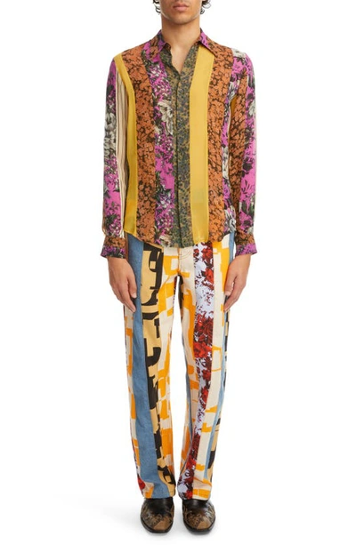 Shop Dries Van Noten Celdon Patch Floral Button-up Shirt In Kaki