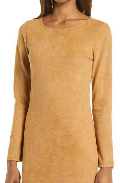 Bb Dakota By Steve Madden Bb Dakota X Steve Madden Alexandria Faux Suede Long Sleeve Minidress In Cinnamon