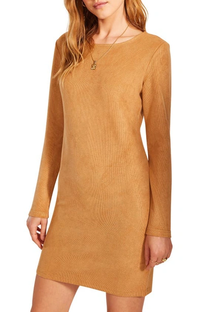 Bb Dakota By Steve Madden Bb Dakota X Steve Madden Alexandria Faux Suede Long Sleeve Minidress In Cinnamon