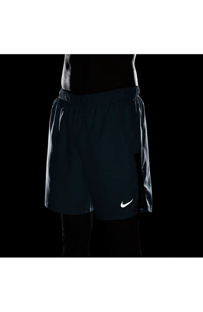Shop Nike Dri-fit Challenger Athletic Shorts In Blue/ Black/ Reflective Silv