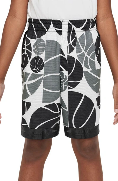 Shop Nike Kids' Dri-fit Basketball Shorts In Black/ White/ Smoke Grey