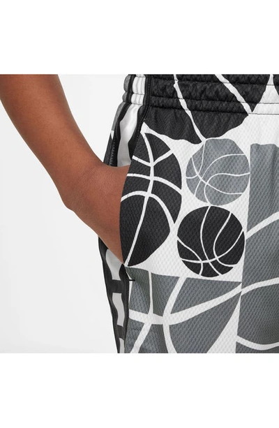 Shop Nike Kids' Dri-fit Basketball Shorts In Black/ White/ Smoke Grey