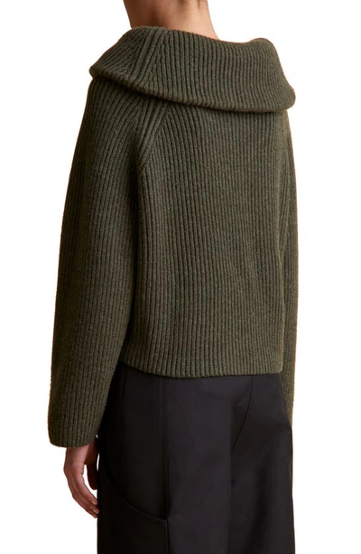 Shop Khaite Raisa Ribbed Cashmere Sweater In Thyme