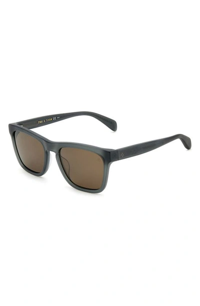 Shop Rag & Bone 54mm Rectangular Sunglasses In Matte Grey/ Brown