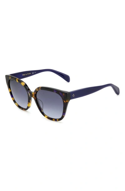 Shop Rag & Bone 56mm Gradient Polarized Square Sunglasses In Yellow Havana/ Grey Shaded