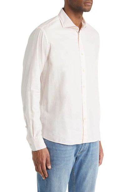 Shop Peter Millar Crown Crafted Sojourn Garment Dye Button-up Shirt In Misty Rose