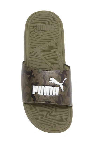 Shop Puma Cool Cat 2.0 Camo Slide Sandal In Olive-black-green-white
