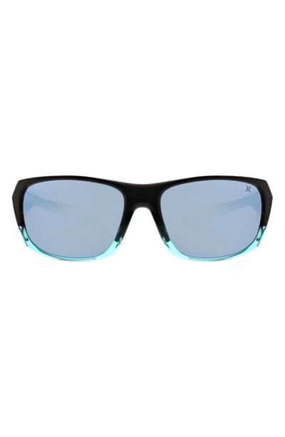 Shop Hurley Beveled 59mm Polarized Sunglasses In Black/ Aqua