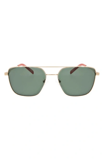 Shop Hurley 57mm Polarized Pilot Sunglasses In Gold/ Green