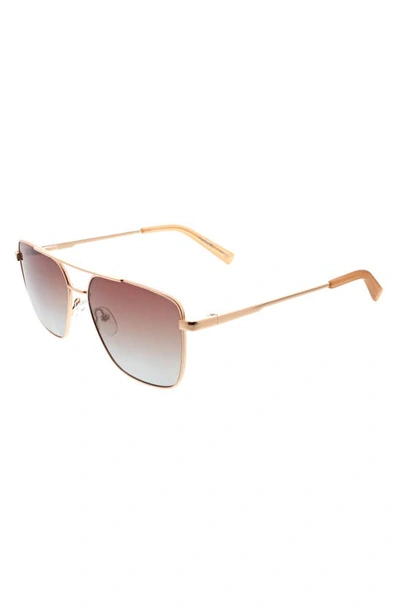 Shop Hurley 57mm Polarized Pilot Sunglasses In Rose Gold