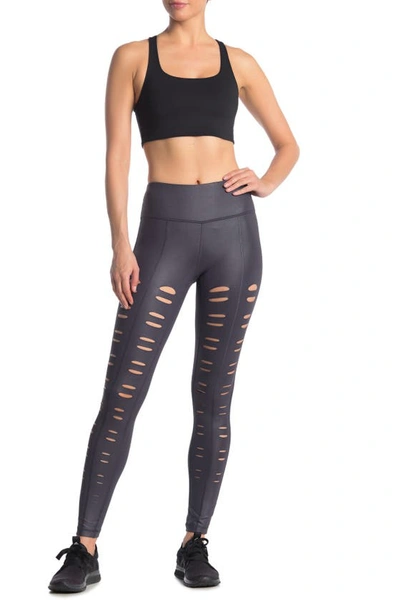 90 DEGREE BY REFLEX Missy Front Vent Leggings Black Cut Out Size
