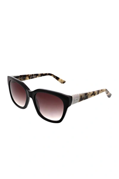 Shop Oscar De La Renta 53mm Modern Square Sunglasses In Black White Tortoise/smk Brn