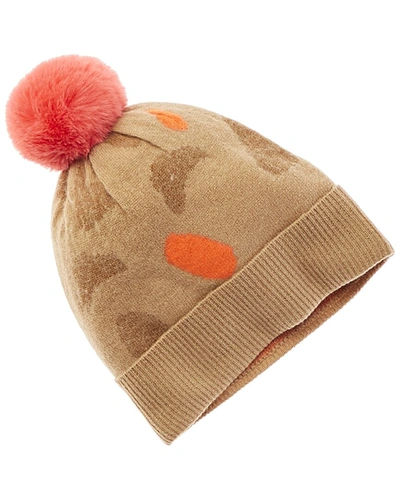 Shop Scott & Scott London Leopard Pop Pom Hat In Brown