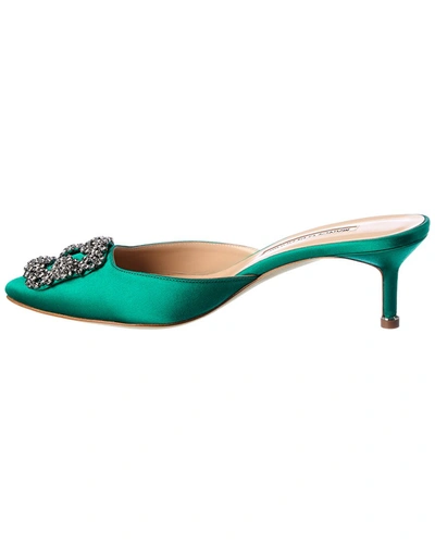 Shop Manolo Blahnik Hangisimu 50 Satin Pump In Green