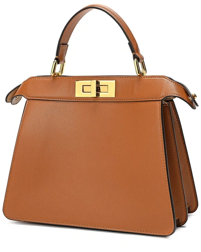 Shop Tiffany & Fred Smooth Nappa Leather Satchel In Brown