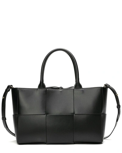 Shop Tiffany & Fred Woven Smooth Leather Tote In Black