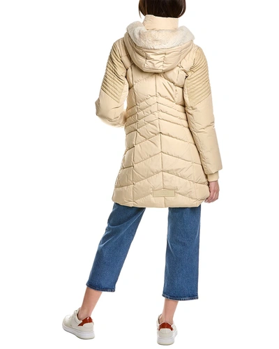 Shop Nb Series By Nicole Benisti Cortina Leather-trim Quilted Down Coat In Beige