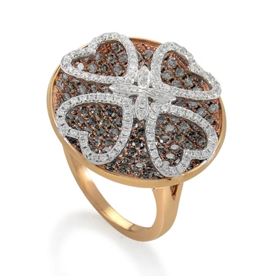Shop Gregg Ruth Women's 18k Rose Gold Multi-diamond Clover Ring Rd8-10010r