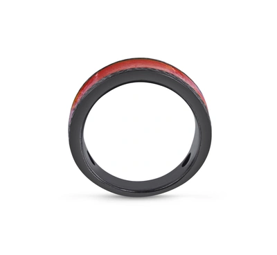 Shop Monary Mista Lava Black Rhodium Plated Sterling Silver Textured Red Orange Enamel Band Ring