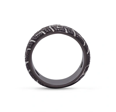Shop Monary Pro Rider Black Rhodium Plated Sterling Silver Tire Tread Black Diamond Band Ring