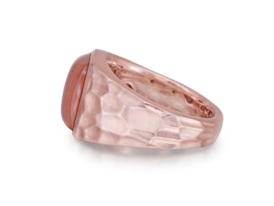Shop Monary Red Lace Agate Stone Signet Ring In 14k Rose Gold Plated Sterling Silver In Pink