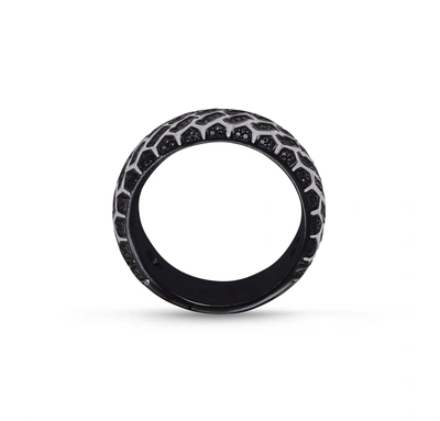 Shop Monary Racer Swag Black Rhodium Plated Sterling Silver Tire Tread Black Diamond Band Ring
