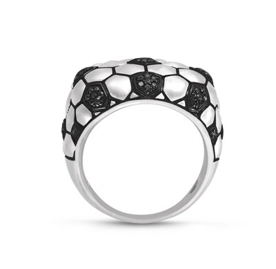 Shop Monary Kick & Goal Soccer Black Rhodium Plated Sterling Silver Black Diamond Head Ring In White
