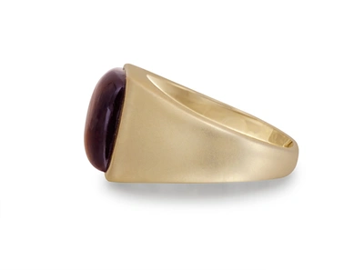 Shop Monary Chatoyant Yellow Tiger Eye Signet Ring In 14k Yellow Gold Plated Sterling Silver In Multi