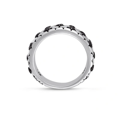 Shop Monary Kick & Goal Soccer Black Rhodium Plated Sterling Silver Black Diamond Band Ring