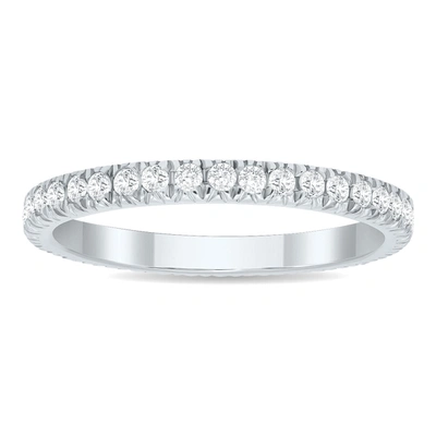Shop Monary 1/2 Carat Tw Diamond Eternity Wedding Band In 10k White Gold In Silver