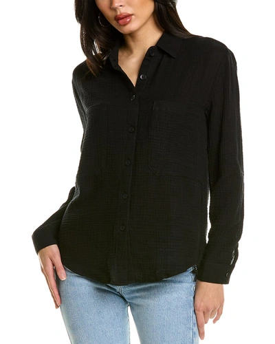 Shop Monrow Long Sleeve Gauze Shirt In Black