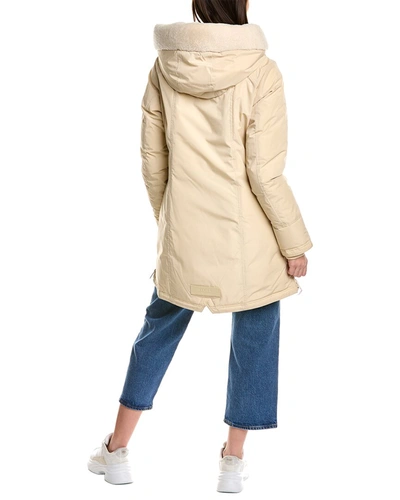 Shop Nb Series By Nicole Benisti Claremont Leather-trim Down Coat In Beige