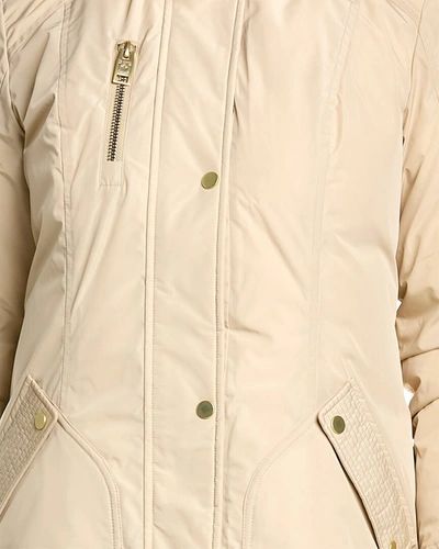 Shop Nb Series By Nicole Benisti Claremont Leather-trim Down Coat In Beige