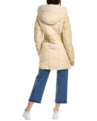 Shop Nb Series By Nicole Benisti Courcheval Leather-trim Down Coat In Beige