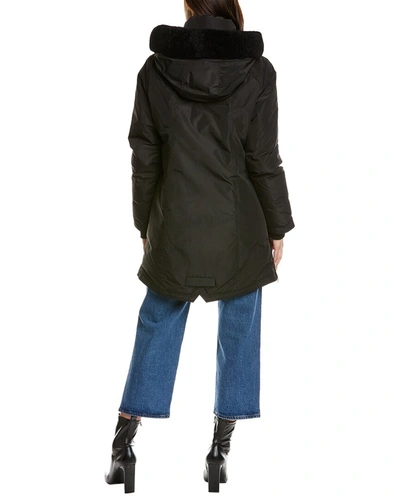 Shop Nb Series By Nicole Benisti Claremont Leather-trim Down Coat In Black